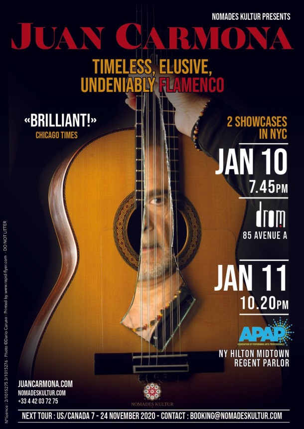 Juan Carmona: 2 shows in NYC in January